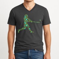 Baseball Player Pattern V-Neck T-Shirt