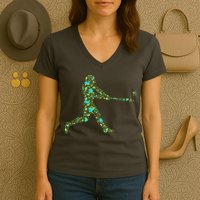 Baseball Player Pattern Women's V-Neck T-Shirt