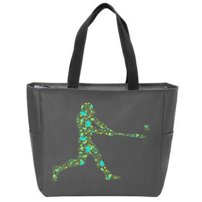 Baseball Player Pattern Zip Tote Bag