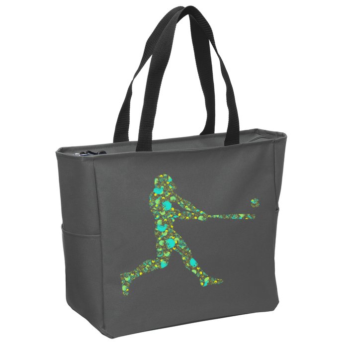 Baseball Player Pattern Zip Tote Bag