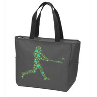 Baseball Player Pattern Zip Tote Bag