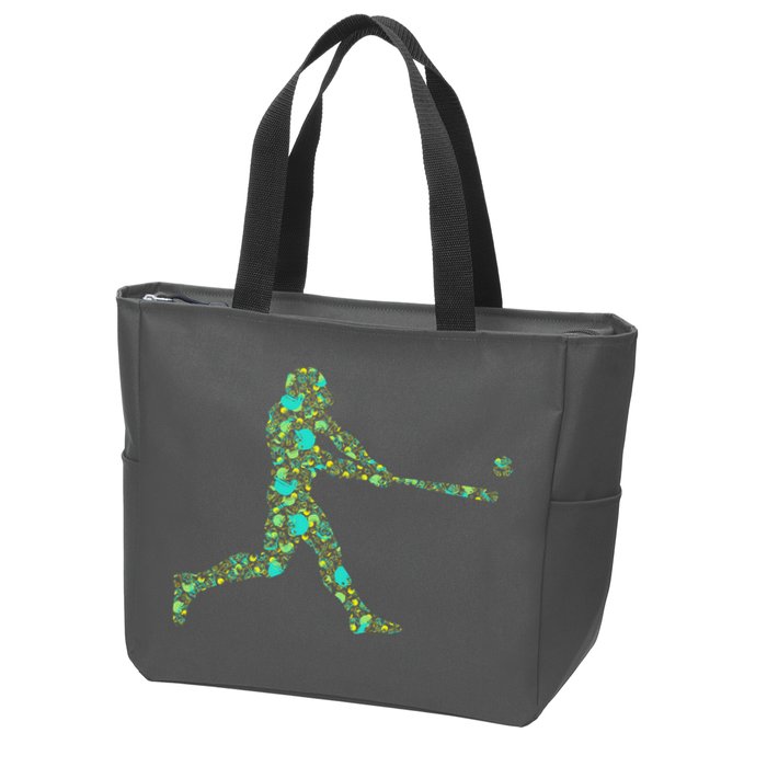 Baseball Player Pattern Zip Tote Bag