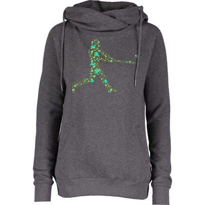 Baseball Player Pattern Womens Funnel Neck Pullover Hood