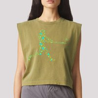 Baseball Player Pattern Garment-Dyed Women's Muscle Tee
