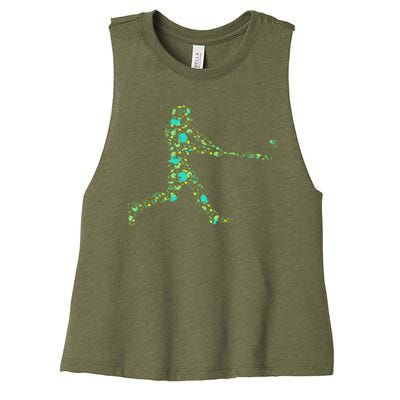 Baseball Player Pattern Women's Racerback Cropped Tank