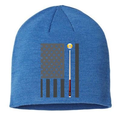 Billiards Pool Player Table Usa Us American Flag Meaningful Gift Sustainable Beanie