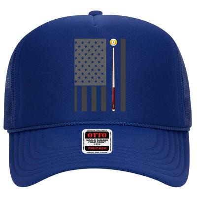 Billiards Pool Player Table Usa Us American Flag Meaningful Gift High Crown Mesh Back Trucker Hat