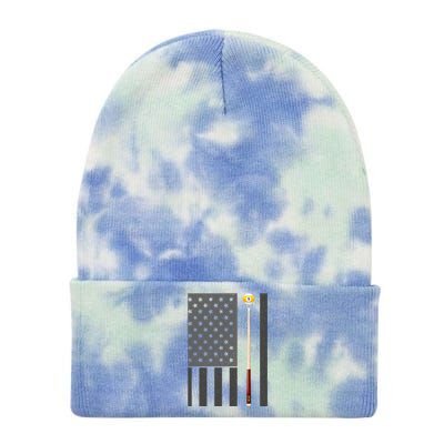 Billiards Pool Player Table Usa Us American Flag Meaningful Gift Tie Dye 12in Knit Beanie