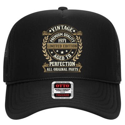 Birthday Premium Quality 1971 Birthday Mom Dad Gift 52nd Birthday High Crown Mesh Back Trucker Hat