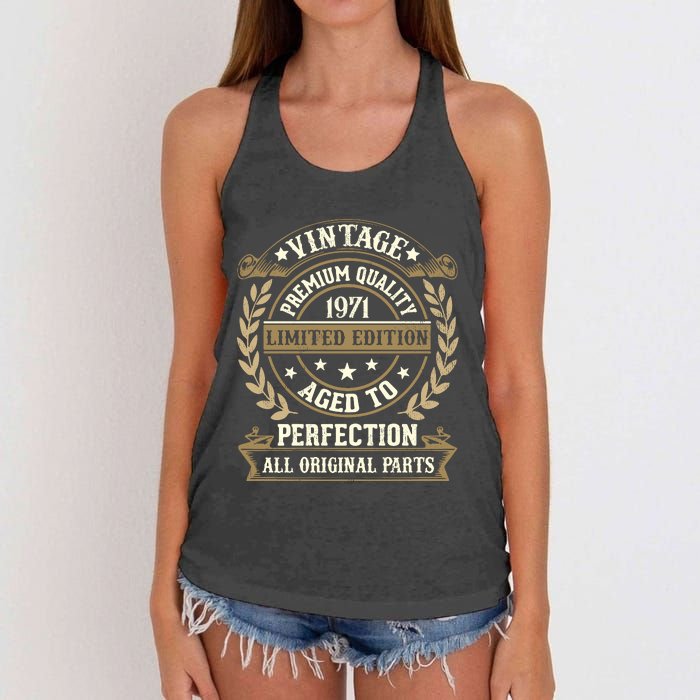 Birthday Premium Quality 1971 Birthday Mom Dad Gift 52nd Birthday Women's Knotted Racerback Tank