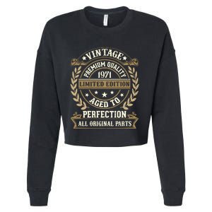 Birthday Premium Quality 1971 Birthday Mom Dad Gift 52nd Birthday Cropped Pullover Crew