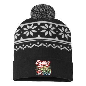 Bowling Party Rolling Into 50 Bowling Birthday USA-Made Snowflake Beanie