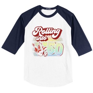 Bowling Party Rolling Into 50 Bowling Birthday Baseball Sleeve Shirt