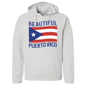 Beautiful Puerto Rico Flag Performance Fleece Hoodie