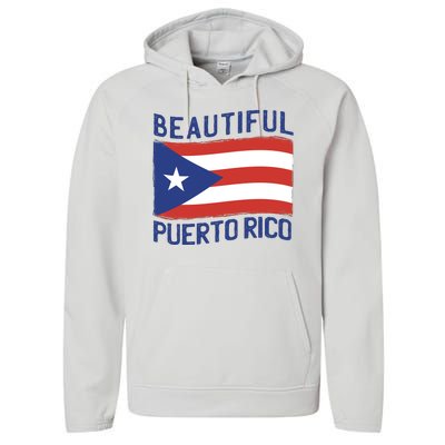 Beautiful Puerto Rico Flag Performance Fleece Hoodie