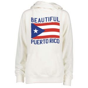 Beautiful Puerto Rico Flag Womens Funnel Neck Pullover Hood