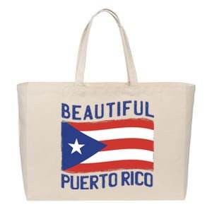 Beautiful Puerto Rico Flag Cotton Canvas Jumbo Tote