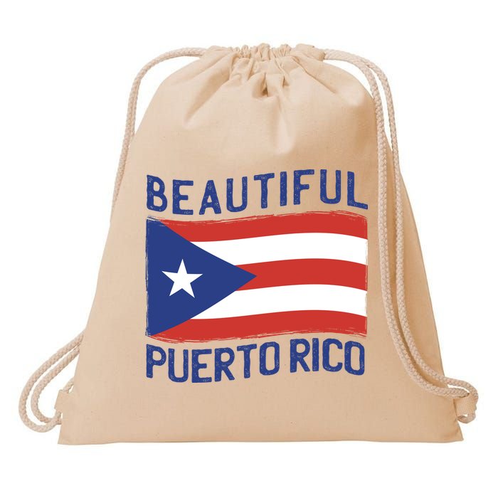 Beautiful Puerto Rico Flag Drawstring Bag