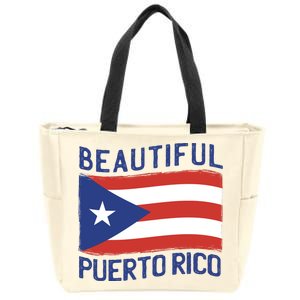 Beautiful Puerto Rico Flag Zip Tote Bag