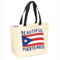Beautiful Puerto Rico Flag Zip Tote Bag
