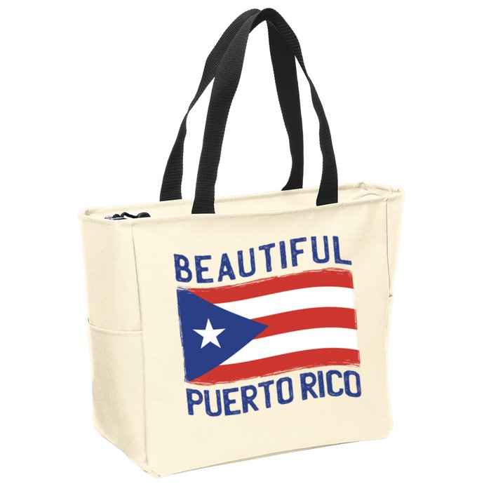 Beautiful Puerto Rico Flag Zip Tote Bag