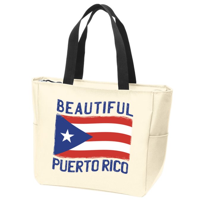 Beautiful Puerto Rico Flag Zip Tote Bag