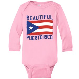 Beautiful Puerto Rico Flag Baby Long Sleeve Bodysuit