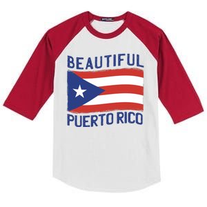 Beautiful Puerto Rico Flag Kids Colorblock Raglan Jersey