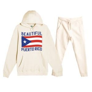 Beautiful Puerto Rico Flag Premium Hooded Sweatsuit Set