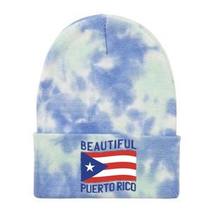 Beautiful Puerto Rico Flag Tie Dye 12in Knit Beanie