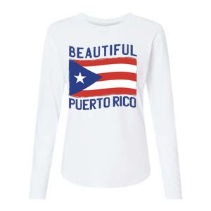 Beautiful Puerto Rico Flag Womens Cotton Relaxed Long Sleeve T-Shirt