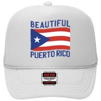 Beautiful Puerto Rico Flag High Crown Mesh Back Trucker Hat