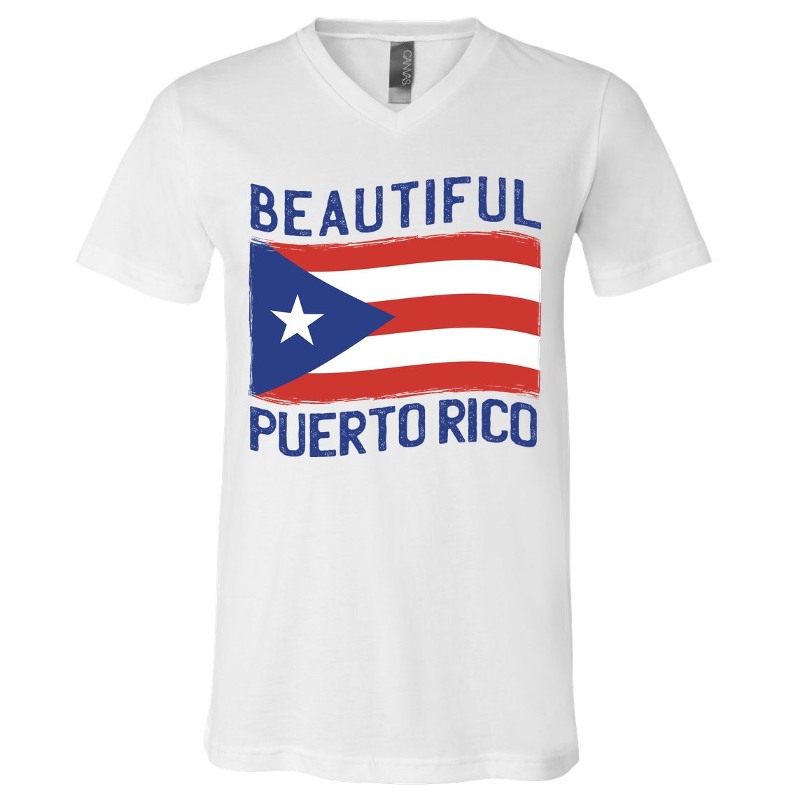 Beautiful Puerto Rico Flag V-Neck T-Shirt