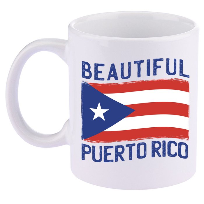 Beautiful Puerto Rico Flag 11oz C Handle Ceramic Mug