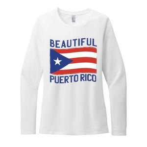 Beautiful Puerto Rico Flag Womens CVC Long Sleeve Shirt