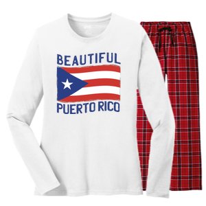 Beautiful Puerto Rico Flag Women's Long Sleeve Flannel Pajama Set 