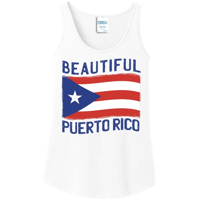 Beautiful Puerto Rico Flag Ladies Essential Tank