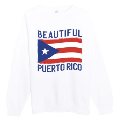 Beautiful Puerto Rico Flag Premium Crewneck Sweatshirt