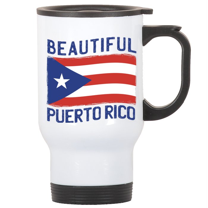 Beautiful Puerto Rico Flag Stainless Steel Travel Mug