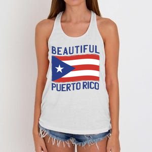 Beautiful Puerto Rico Flag Women's Knotted Racerback Tank