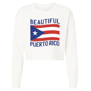 Beautiful Puerto Rico Flag Cropped Pullover Crew