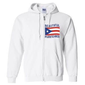 Beautiful Puerto Rico Flag Full Zip Hoodie