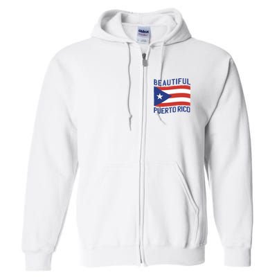 Beautiful Puerto Rico Flag Full Zip Hoodie