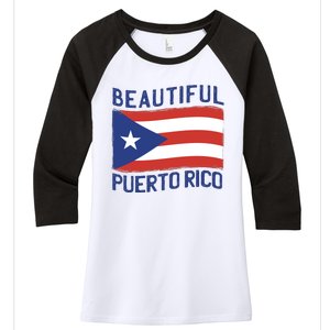 Beautiful Puerto Rico Flag Women's Tri-Blend 3/4-Sleeve Raglan Shirt