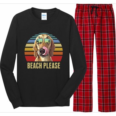 Beach Please Redbone Coonhound Dog Funny Summer Cool Gift Long Sleeve Pajama Set