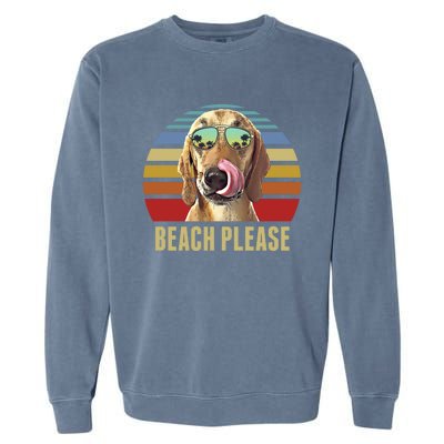 Beach Please Redbone Coonhound Dog Funny Summer Cool Gift Garment-Dyed Sweatshirt