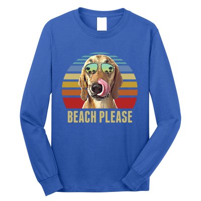 Beach Please Redbone Coonhound Dog Funny Summer Cool Gift Long Sleeve Shirt