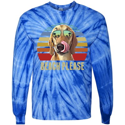 Beach Please Redbone Coonhound Dog Funny Summer Cool Gift Tie-Dye Long Sleeve Shirt