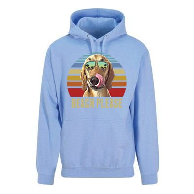 Beach Please Redbone Coonhound Dog Funny Summer Cool Gift Unisex Surf Hoodie