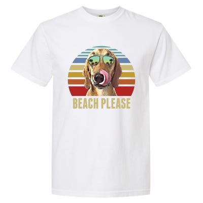 Beach Please Redbone Coonhound Dog Funny Summer Cool Gift Garment-Dyed Heavyweight T-Shirt